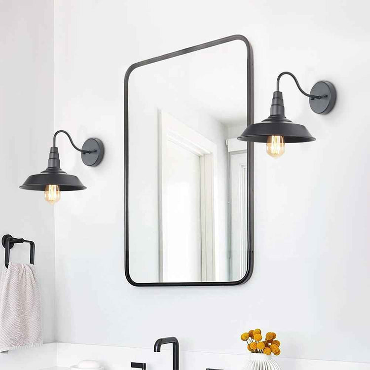 Ensemble d’appliques murales noires avec bras courbé et ampoules décoratives