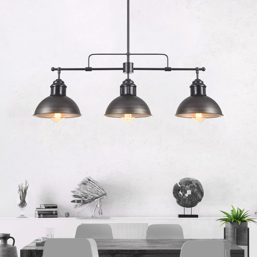 Suspension Industriel Cuisine 3 Lumières Barre Dôme pour Salle à Manger
