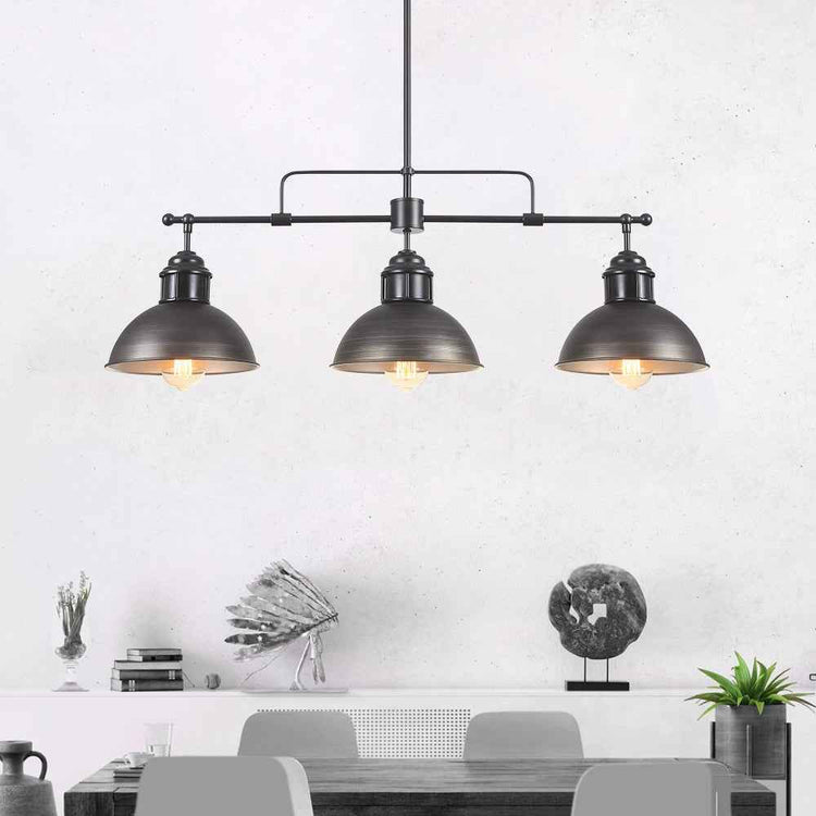 Suspension Industriel Cuisine 3 Lumières Barre Dôme pour Salle à Manger