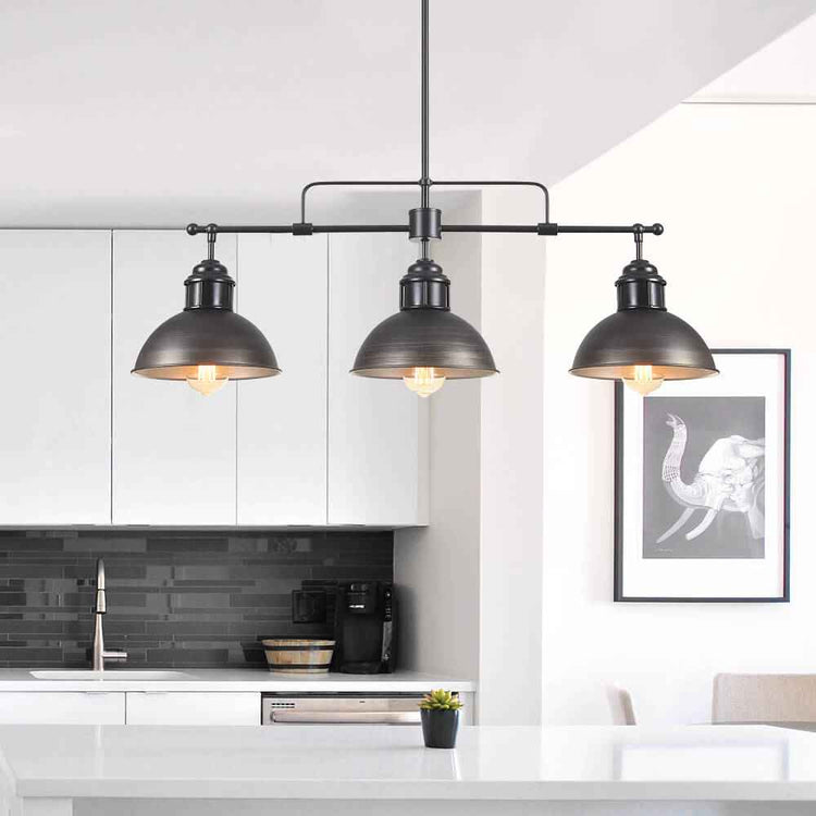 Suspension Industriel Cuisine 3 Lumières Barre Dôme pour Salle à Manger