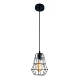 Suspension Vintage Industriel 1 Lumière Noir Cage Simple pour Salle à Manger