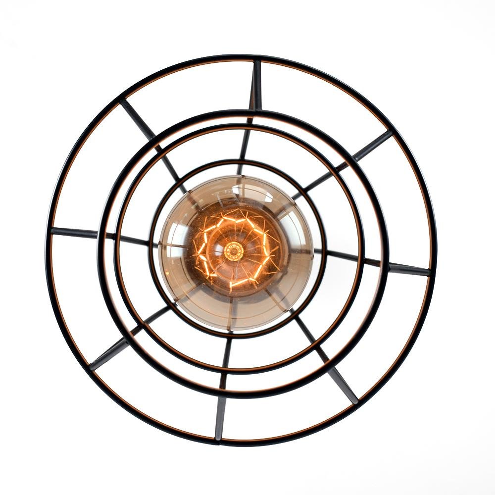 Suspension Vintage Industriel 1 Lumière Noir Cage Simple pour Salle à Manger