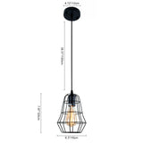 Suspension Vintage Industriel 1 Lumière Noir Cage Simple pour Salle à Manger