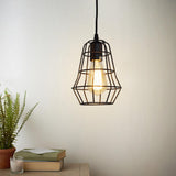 Suspension Vintage Industriel 1 Lumière Noir Cage Simple pour Salle à Manger