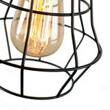 Suspension Vintage Industriel 1 Lumière Noir Cage Simple pour Salle à Manger