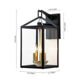 Lanterne extérieure rectangulaire cadre noir avec dimensions indiquées