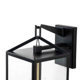 Lanterne extérieure rectangulaire vue arrière, cadre noir et support central