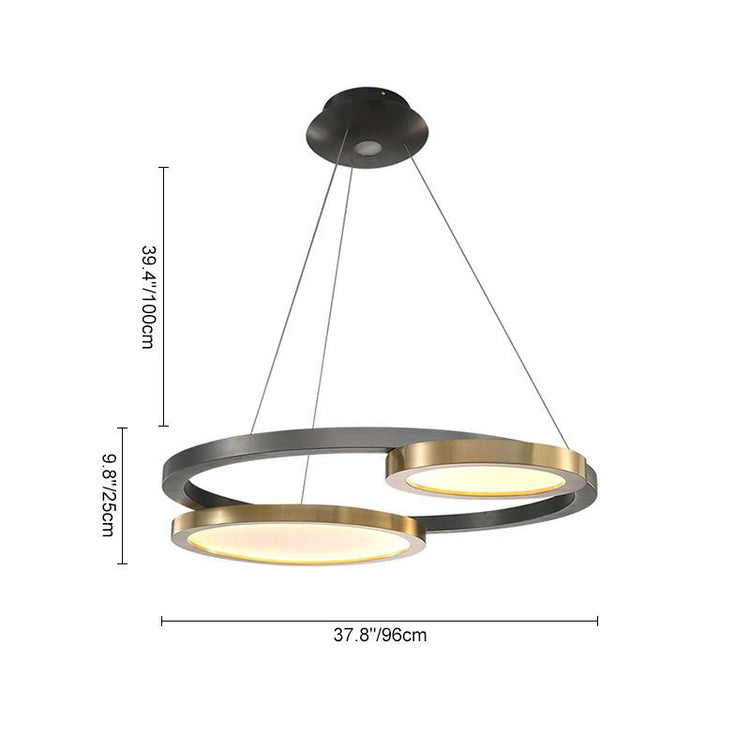 Lustre Salon Anneau en Métal 96 cm