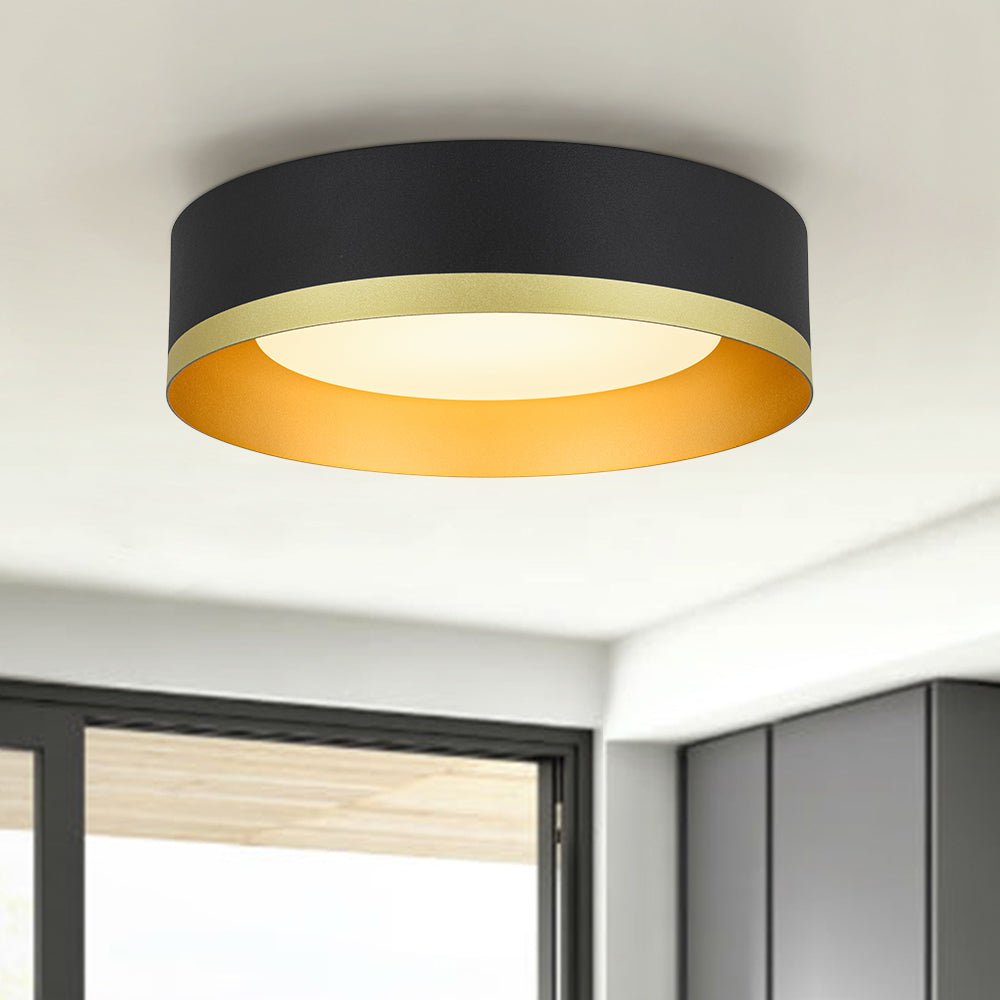 Plafonnier LED Tambour avec Laité Verre Abat-Jour pour Salle de Bain