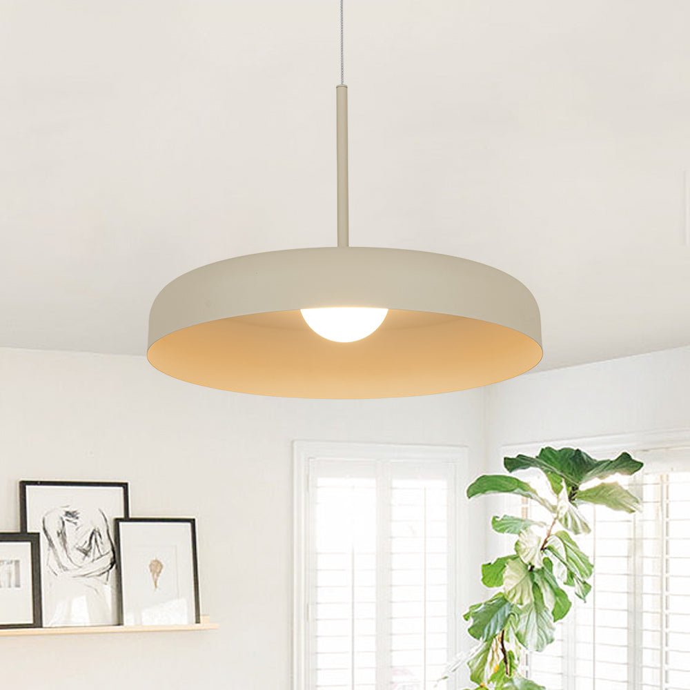 Suspension Luminaire LED Tambour Abat-Jour Dôme pour Salle à Manger