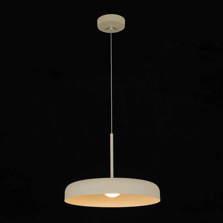 Suspension LED à abat-jour dôme beige, avec cordon et lumière centrale