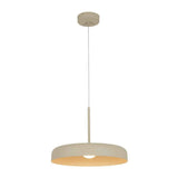 Luminaire suspendu LED à abat-jour dôme beige, base ronde au plafond et câble