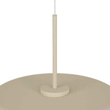 Abat-jour dôme beige sur tige centrale, base cylindrique de suspension LED