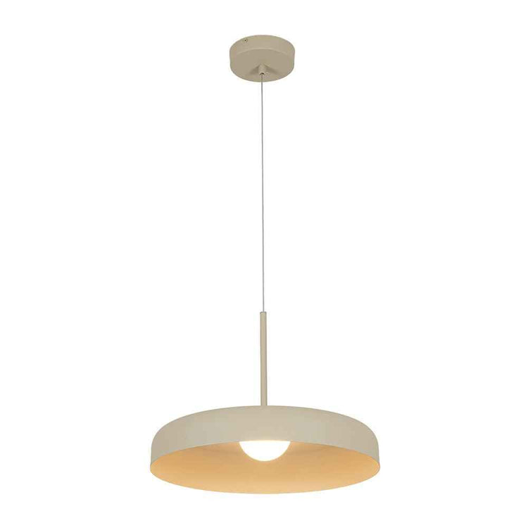 Luminaire suspendu LED à abat-jour dôme beige, fixation ronde au plafond et abat-jour