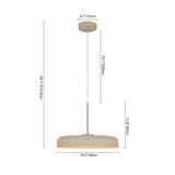 Schéma de dimensions de la suspension LED à abat-jour dôme beige