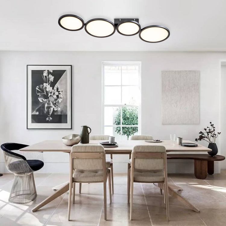 Plafonnier Salon Anneaux en Métal Blanc