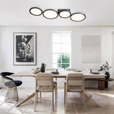 Plafonnier Salon Anneaux en Métal Blanc