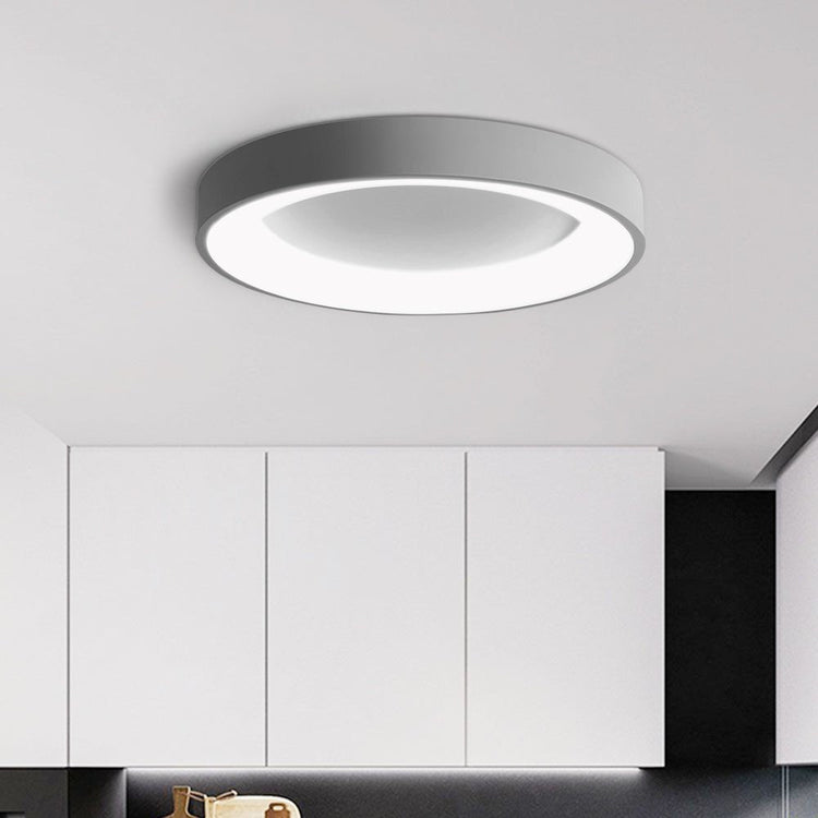 Plafonnier Salon Rond en Métal Gris