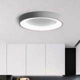 Plafonnier Salon Rond en Métal Gris