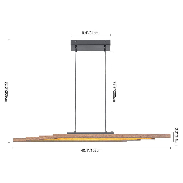 Lustre Salon Linéaire en Bois