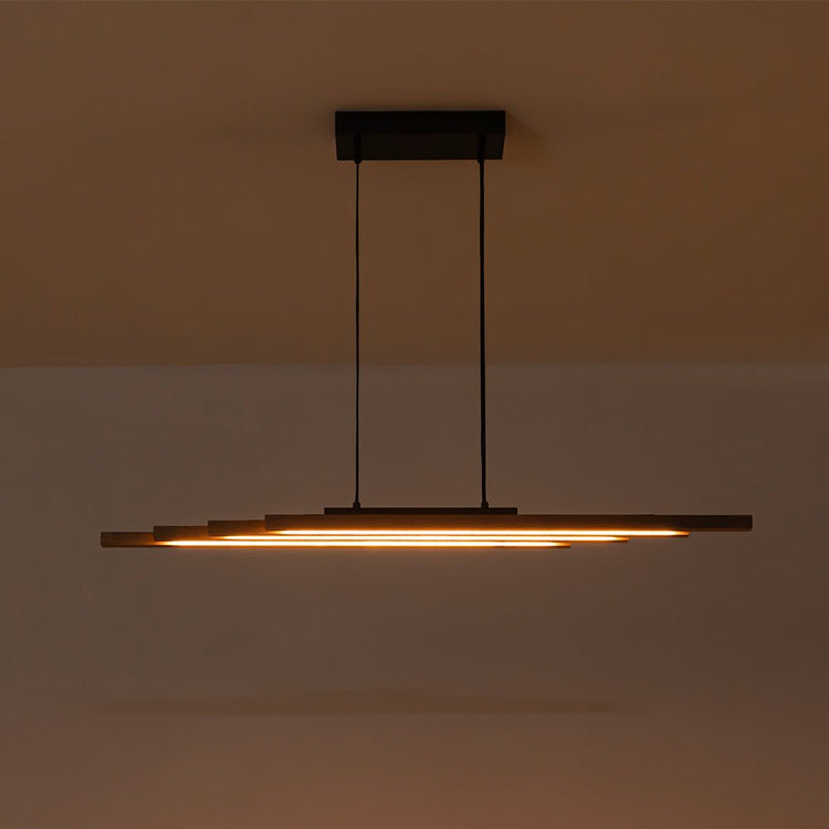 Lustre Salon Linéaire en Bois
