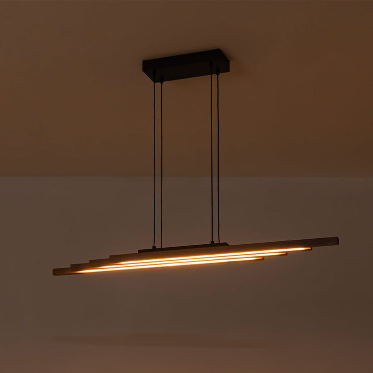 Lustre Salon Linéaire en Bois