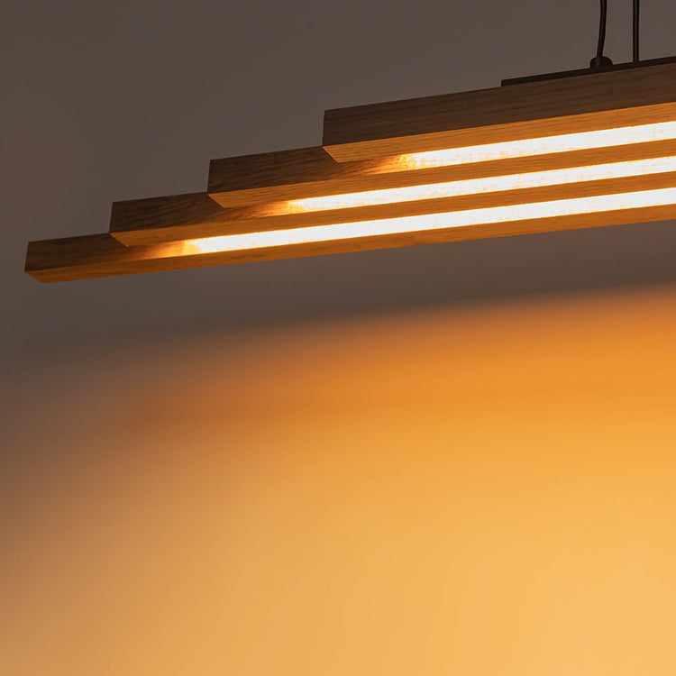 Lustre Salon Linéaire en Bois