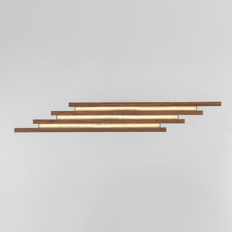 Lustre Salon Linéaire en Bois