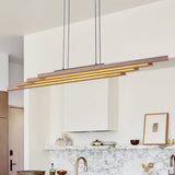 Lustre Salon Linéaire en Bois