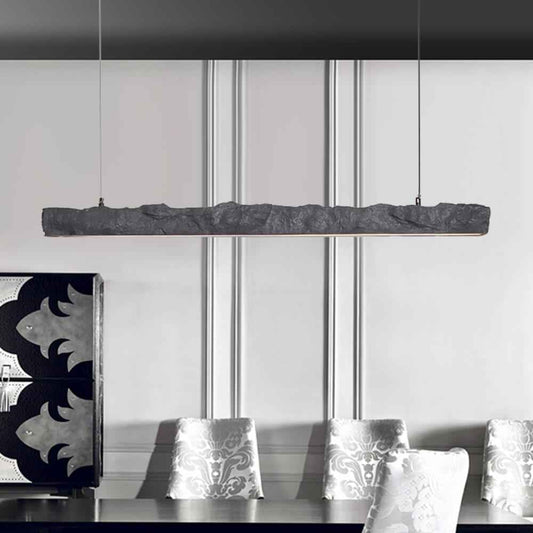 Suspension linéaire LED, barre noire/gris foncé texturée suspendue par trois câbles