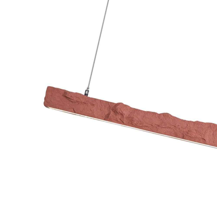Suspension linéaire LED à bande rouge brique, profil fin suspendu par câble