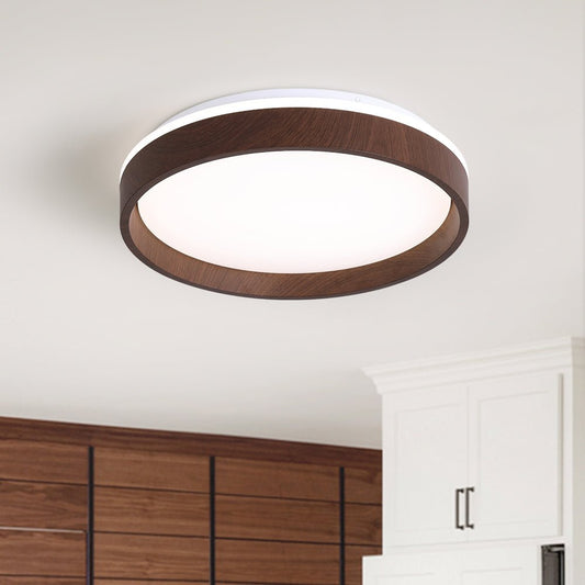 Plafonnier LED Effet Bois Rond pour Salon