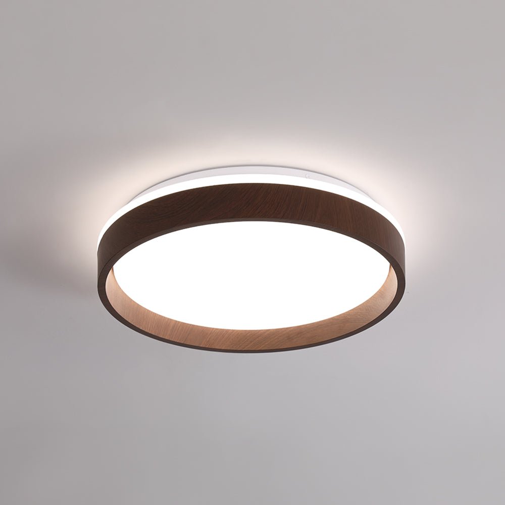 Plafonnier LED Effet Bois Rond pour Salon
