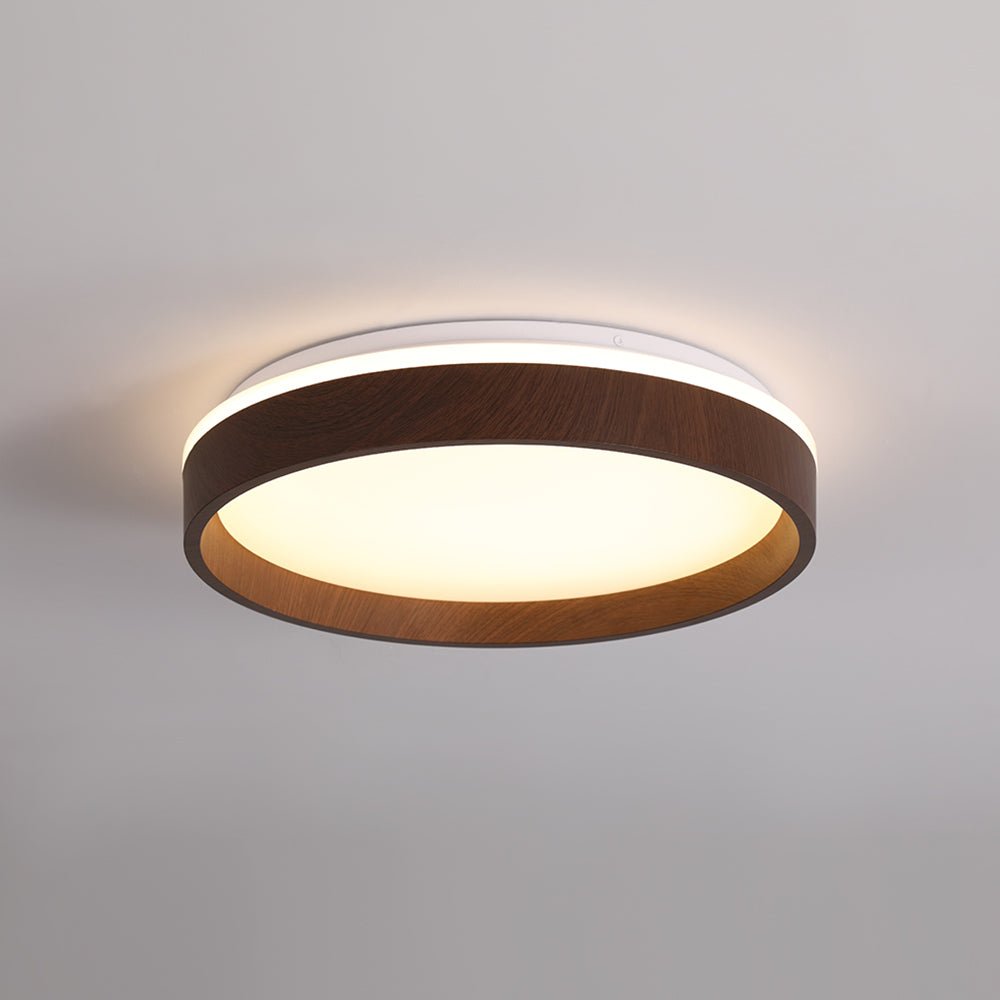 Plafonnier LED Effet Bois Rond pour Salon