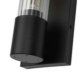 Applique murale noire, fixation murale et base cylindrique au bas du tube en verre