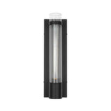 Applique murale avec tube en verre cylindrique rayé et support noir, lumière blanche