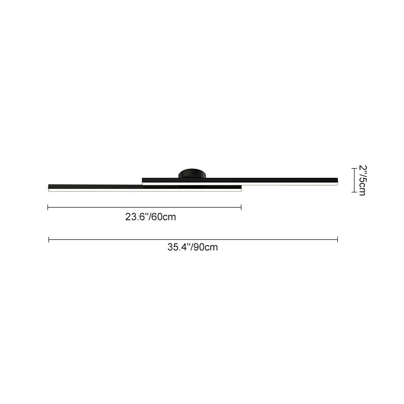 Plafonnier LED Long Bande Noir pour Salle de Bain
