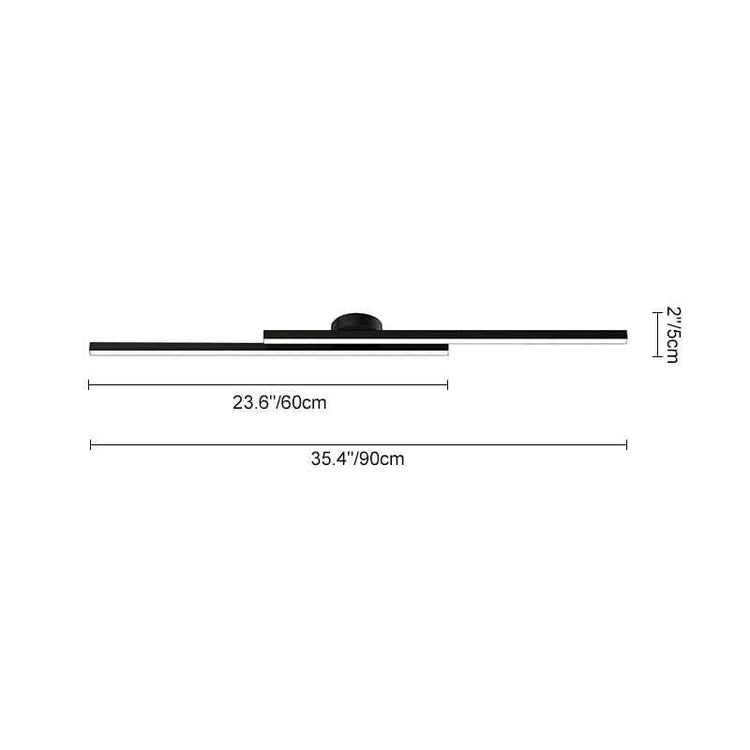 Plafonnier LED Long Bande Noir pour Salle de Bain