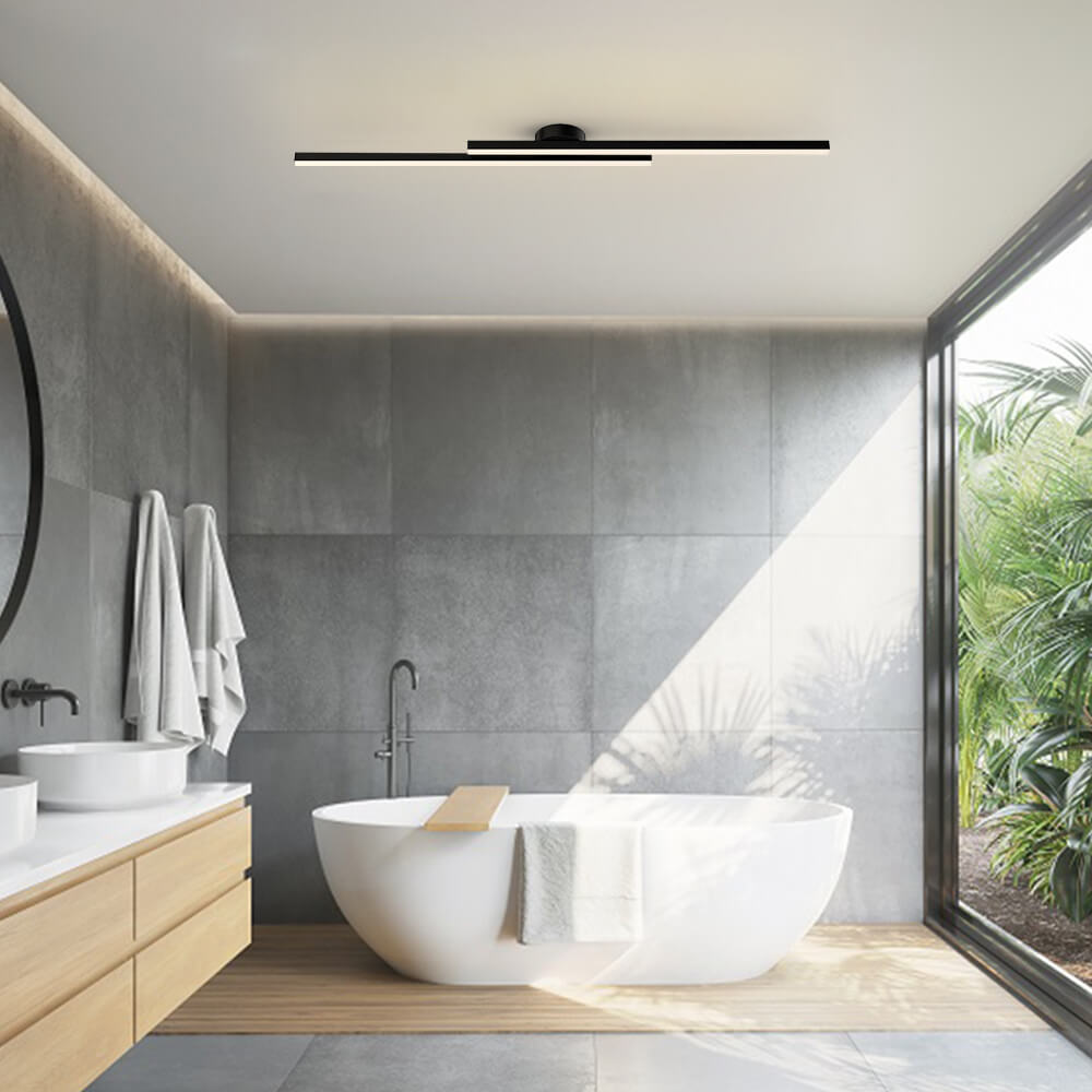 Plafonnier LED Long Bande Noir pour Salle de Bain