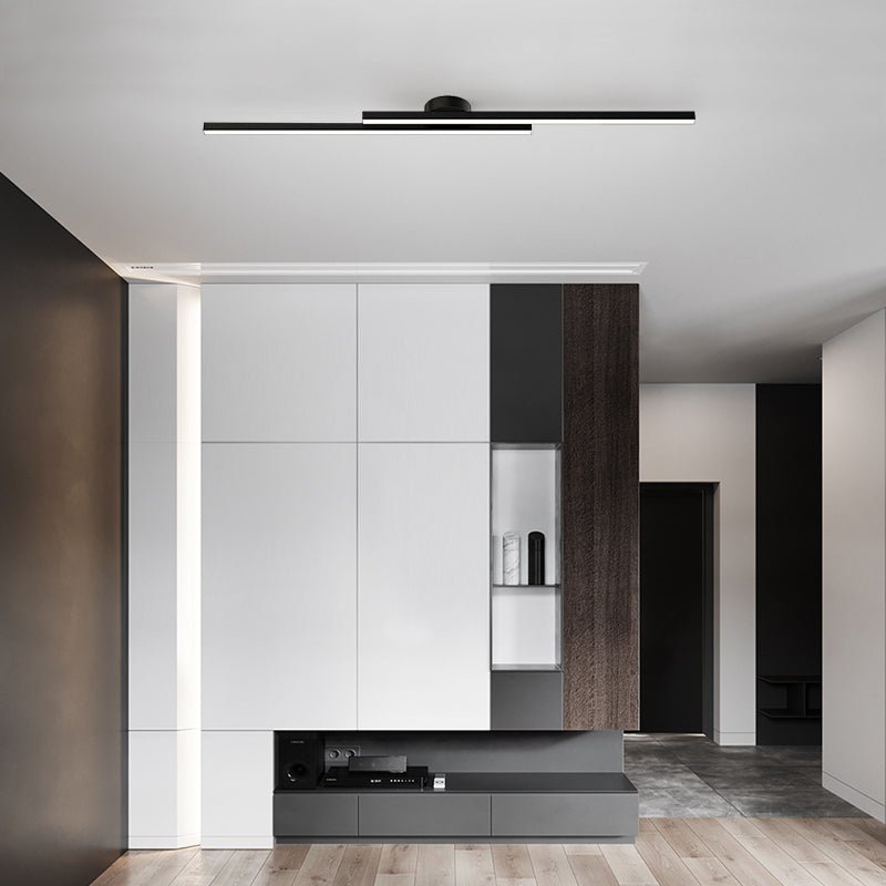 Plafonnier LED Long Bande Noir pour Salle de Bain