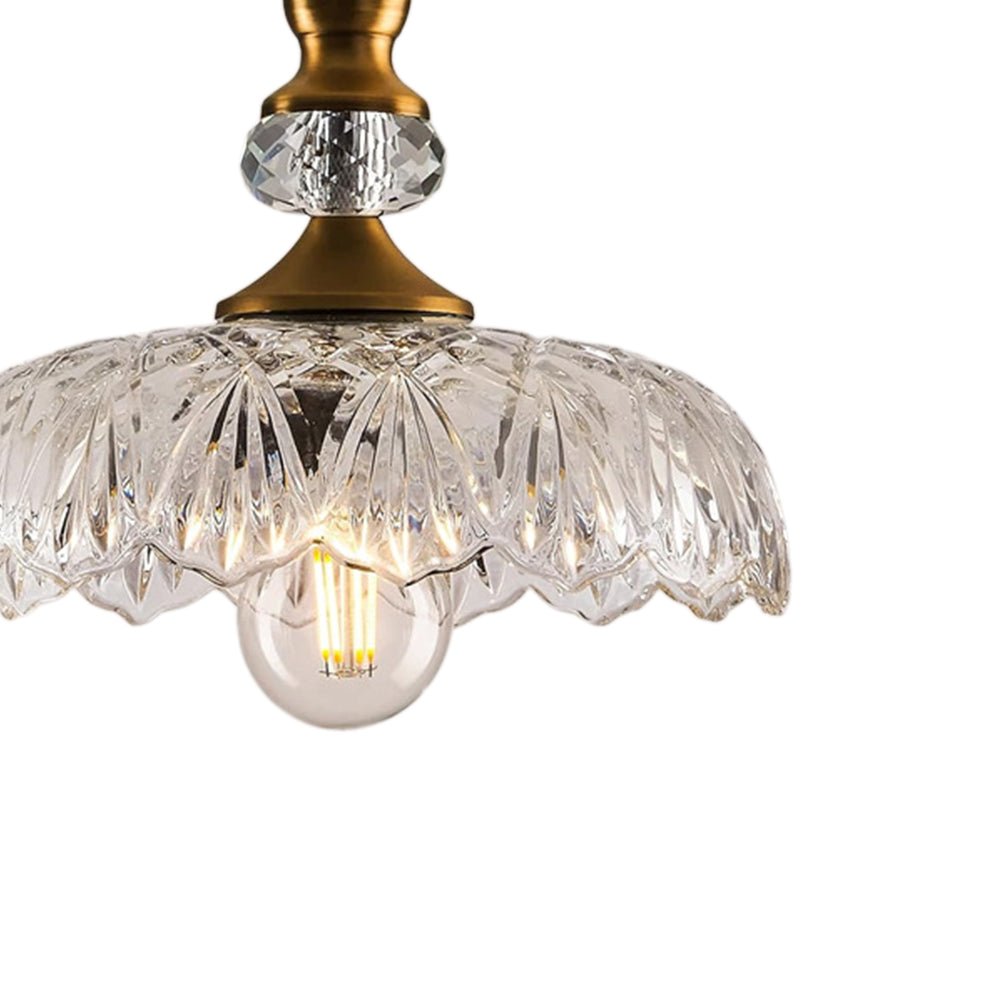 Suspension Luminaire Lotus Dôme Verre Fleur Design pour Salle à Manger