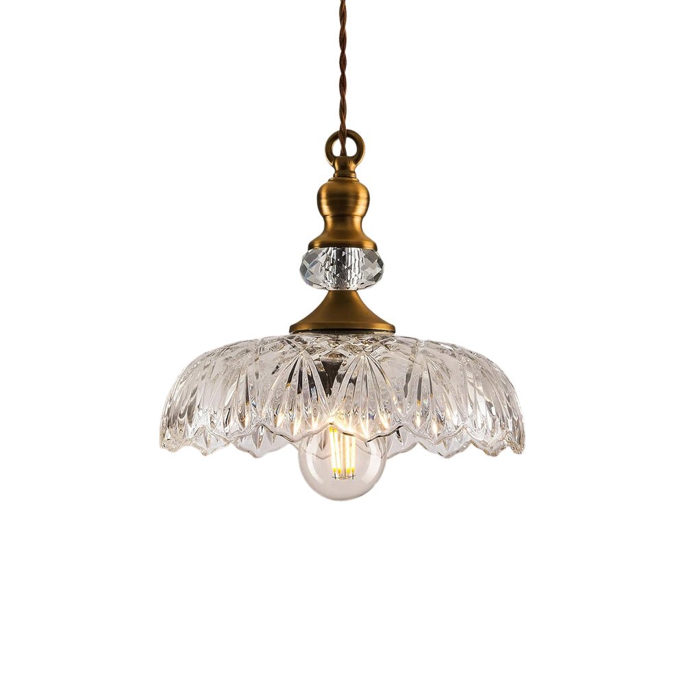 Suspension Luminaire Lotus Dôme Verre Fleur Design pour Salle à Manger