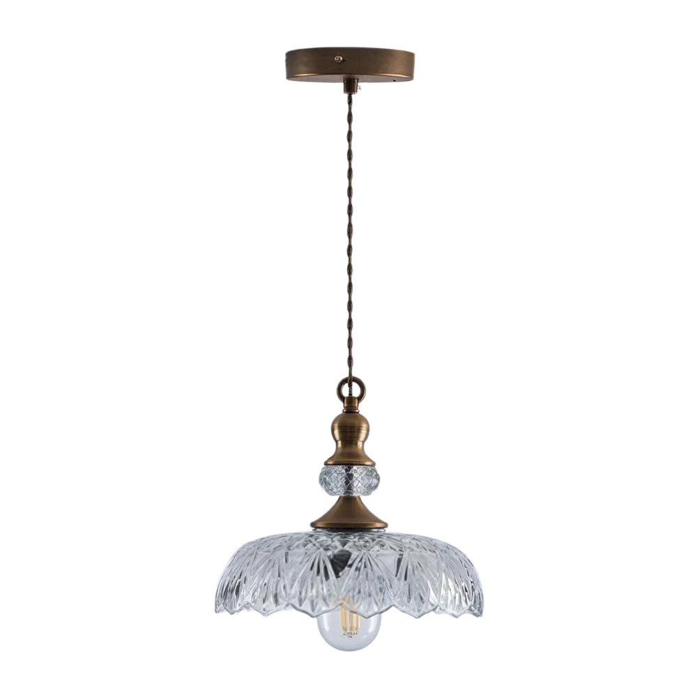 Suspension Luminaire Lotus Dôme Verre Fleur Design pour Salle à Manger