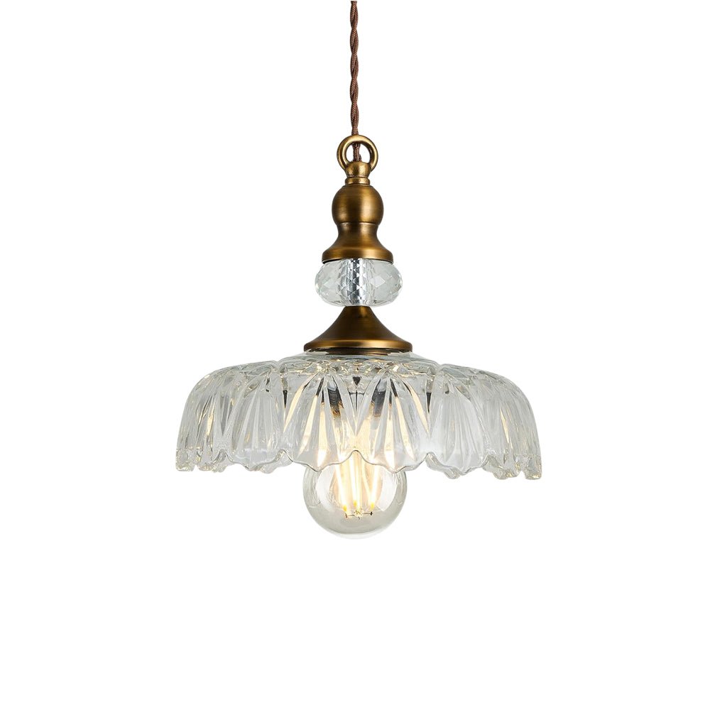Suspension Luminaire Lotus Dôme Verre Fleur Design pour Salle à Manger