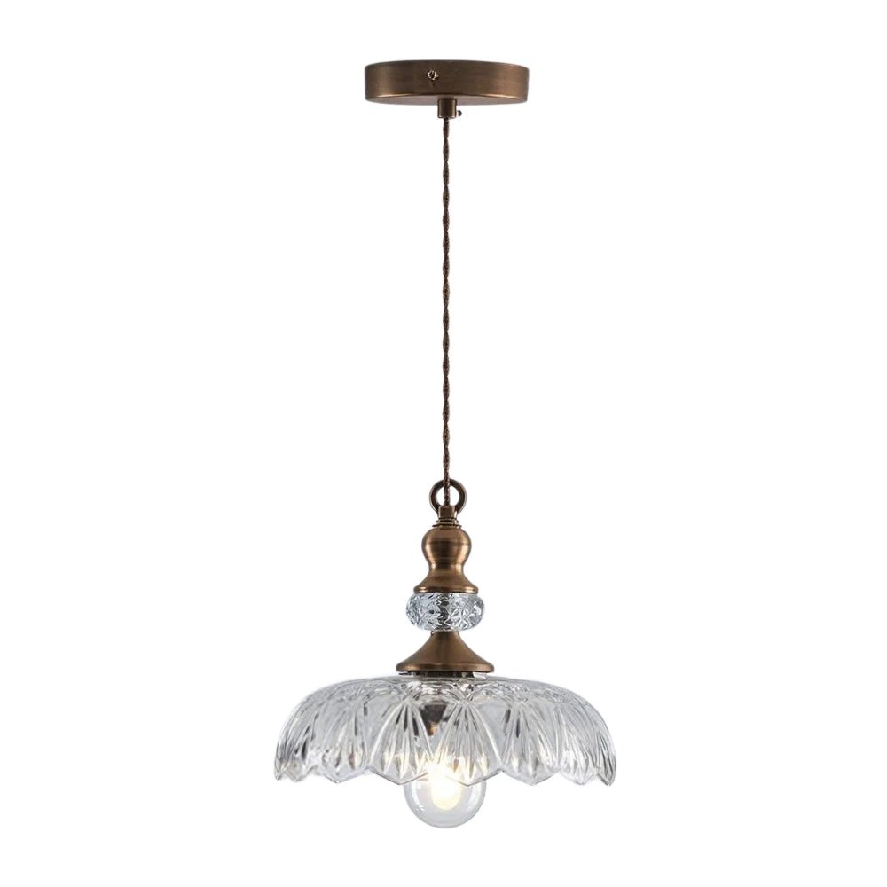 Suspension Luminaire Lotus Dôme Verre Fleur Design pour Salle à Manger