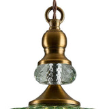Suspension avec monture laiton et diffuseur en verre facetté transparent