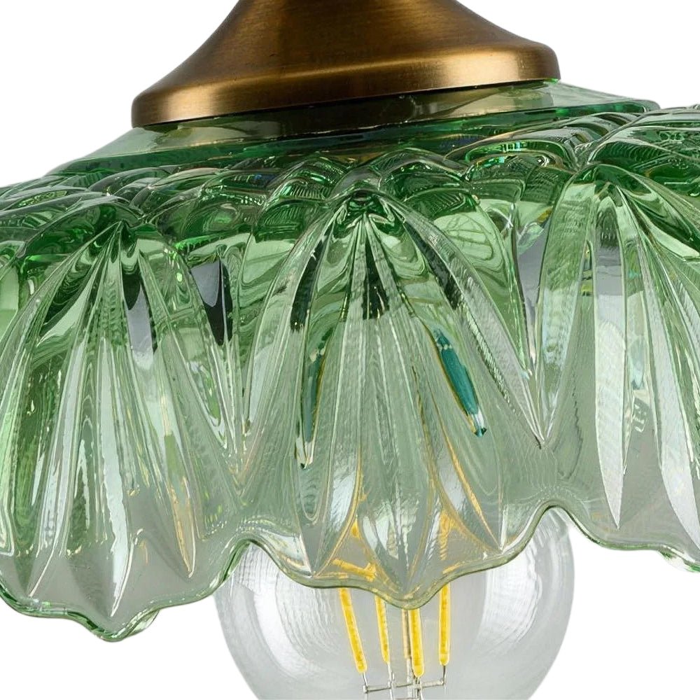 Suspension Luminaire Lotus Dôme Verre Fleur Design pour Salle à Manger