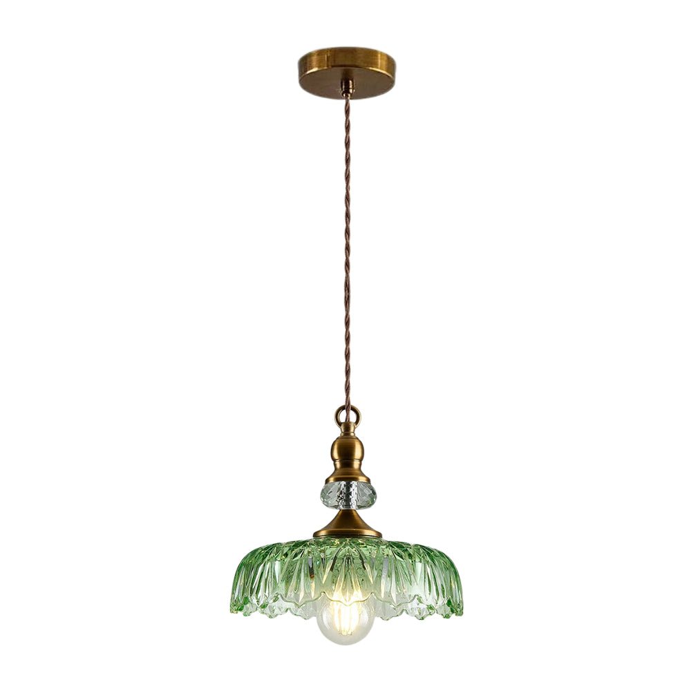 Suspension Luminaire Lotus Dôme Verre Fleur Design pour Salle à Manger