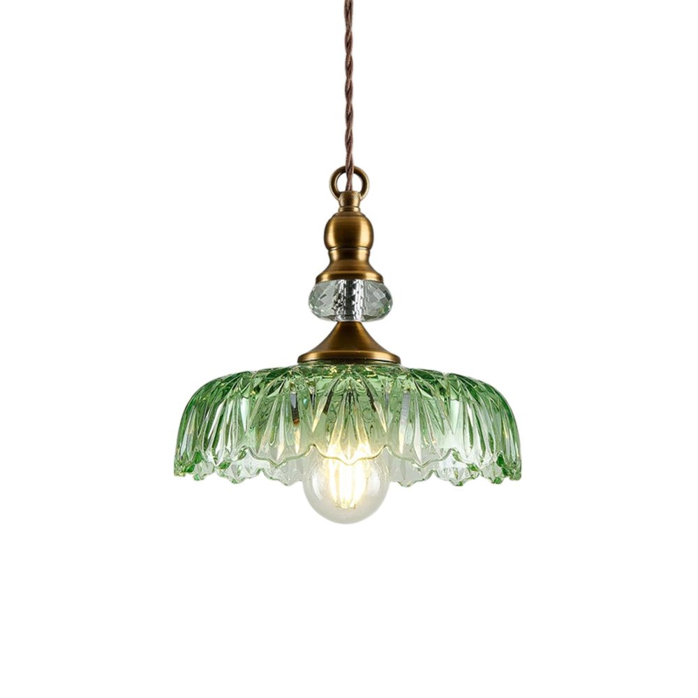 Suspension Luminaire Lotus Dôme Verre Fleur Design pour Salle à Manger