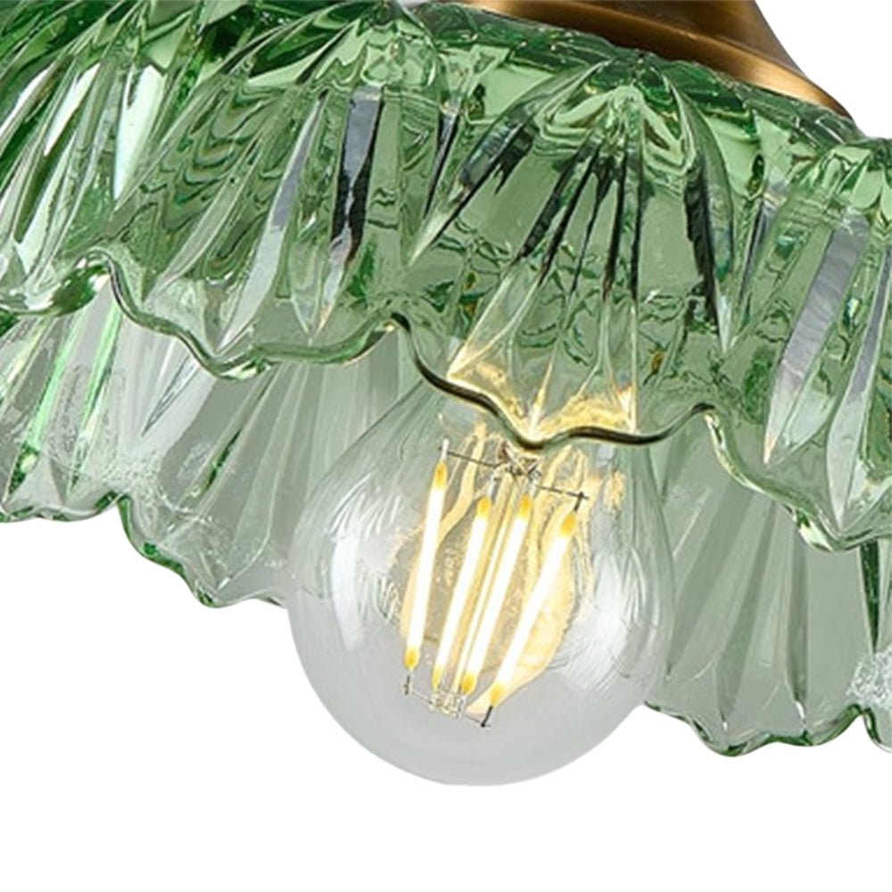 Suspension Luminaire Lotus Dôme Verre Fleur Design pour Salle à Manger